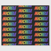 Rainbow Voornaam "MICHELE"; vun en kleurrijk Cadeaupapier (Vlak)