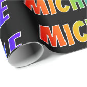 Rainbow Voornaam "MICHELE"; vun en kleurrijk Cadeaupapier (Rol Hoek)