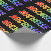 Rainbow Voornaam "MICHELLE"; vun en kleurrijk Cadeaupapier (Hoek)