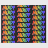 Rainbow Voornaam "MINDY"; vun & kleurrijk Cadeaupapier (Vlak)