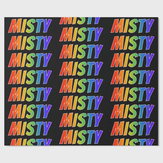 Rainbow Voornaam "MISTY"; vun & kleurig Cadeaupapier (Vlak)