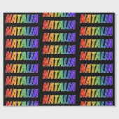 Rainbow Voornaam "NATALIA"; vun en kleurrijk Cadeaupapier (Vlak)