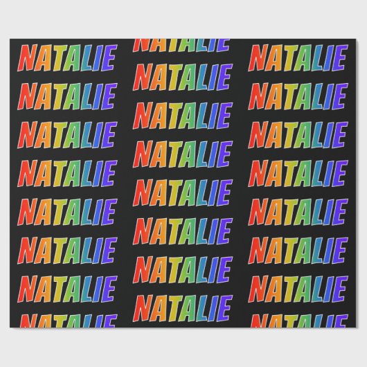 Rainbow Voornaam "NATALIE"; vun en kleurrijk Cadeaupapier (Vlak)