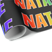 Rainbow Voornaam "NATALIE"; vun en kleurrijk Cadeaupapier (Rol Hoek)