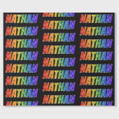 Rainbow Voornaam "NATHAN"; vun & kleurrijk Cadeaupapier (Vlak)