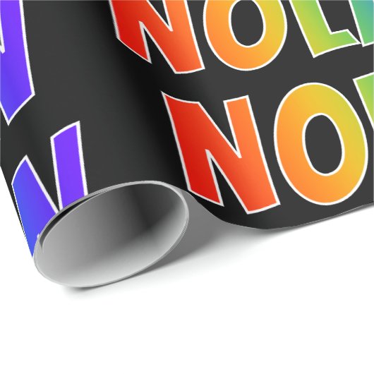 Rainbow Voornaam "NOLAN"; vun & kleurrijk Cadeaupapier (Rol Hoek)
