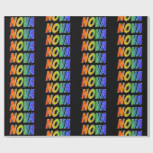 Rainbow Voornaam "NOVA"; vun & kleurrijk Cadeaupapier (Vlak)