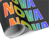 Rainbow Voornaam "NOVA"; vun & kleurrijk Cadeaupapier (Rol Hoek)