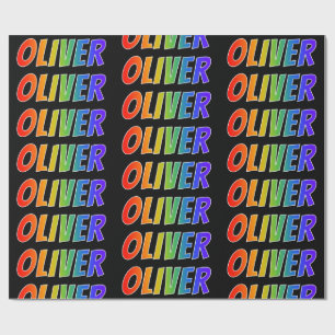 Rainbow Voornaam "OLIVER"; vun en kleurrijk Cadeaupapier
