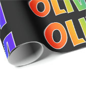 Rainbow Voornaam "OLIVIA"; vun en kleurrijk Cadeaupapier (Rol Hoek)