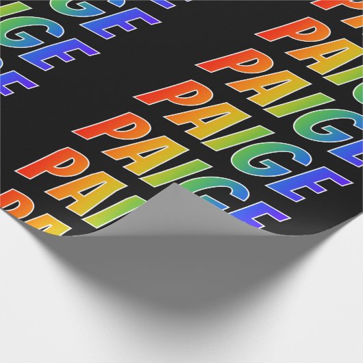 Rainbow Voornaam "PAIGE"; vun & kleurrijk Cadeaupapier (Hoek)