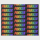 Rainbow Voornaam "PARKER"; vun en kleurrijk Cadeaupapier (Vlak)