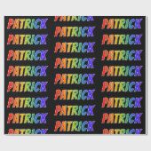 Rainbow Voornaam "PATRICK"; vun & kleurig Cadeaupapier (Vlak)