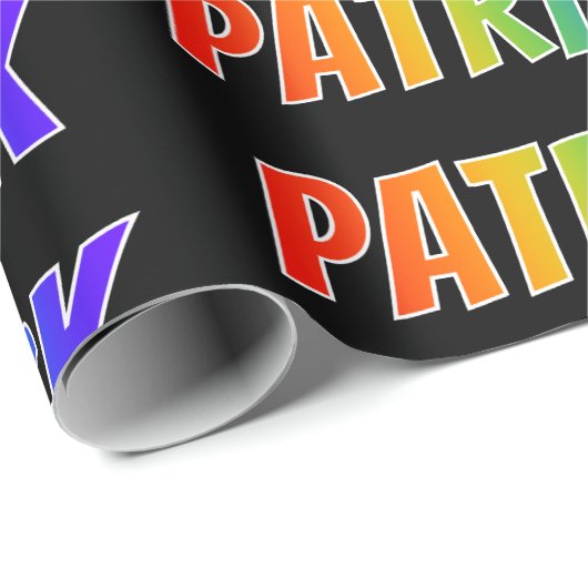 Rainbow Voornaam "PATRICK"; vun & kleurig Cadeaupapier (Rol Hoek)