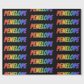Rainbow Voornaam "PENELOPE"; vun en kleurrijk Cadeaupapier (Vlak)