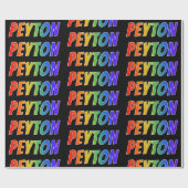 Rainbow Voornaam "PEYTON"; vun en kleurrijk Cadeaupapier (Vlak)