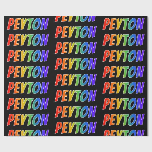 Rainbow Voornaam "PEYTON"; vun en kleurrijk Cadeaupapier (Vlak)