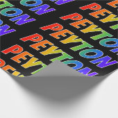 Rainbow Voornaam "PEYTON"; vun en kleurrijk Cadeaupapier (Hoek)