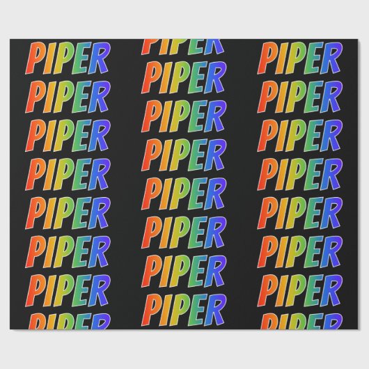 Rainbow Voornaam "PIPER"; vun & kleurig Cadeaupapier (Vlak)