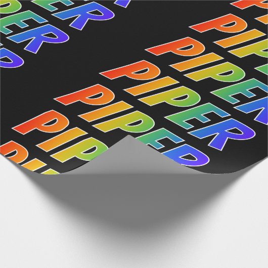Rainbow Voornaam "PIPER"; vun & kleurig Cadeaupapier (Hoek)