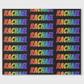 Rainbow Voornaam "RACHAEL"; vun en kleurrijk Cadeaupapier (Vlak)
