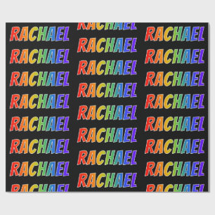 Rainbow Voornaam "RACHAEL"; vun en kleurrijk Cadeaupapier