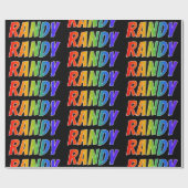 Rainbow Voornaam "RANDY"; vun en kleurrijk Cadeaupapier (Vlak)