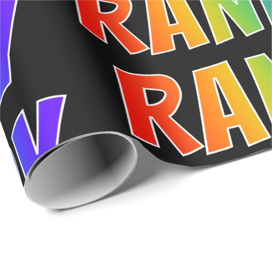 Rainbow Voornaam "RANDY"; vun en kleurrijk Cadeaupapier (Rol Hoek)