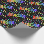 Rainbow voornaam "REAGAN" + sterren Cadeaupapier (Hoek)