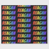 Rainbow Voornaam "REAGAN"; vun en kleurrijk Cadeaupapier (Vlak)