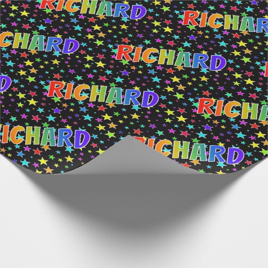 Rainbow voornaam "RICHARD" + sterren Cadeaupapier (Hoek)