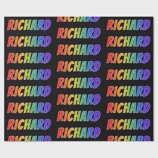Rainbow Voornaam "RICHARD"; vun & kleurrijk Cadeaupapier (Vlak)
