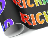 Rainbow Voornaam "RICHARD"; vun & kleurrijk Cadeaupapier (Rol Hoek)