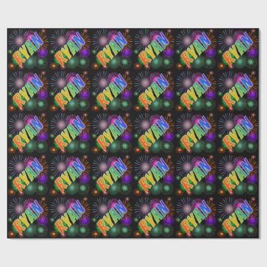 Rainbow voornaam "RYAN" + vuurwerk Cadeaupapier (Vlak)