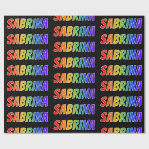 Rainbow Voornaam "SABRINA"; vun en kleurrijk Cadeaupapier