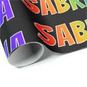 Rainbow Voornaam "SABRINA"; vun en kleurrijk Cadeaupapier (Rol Hoek)