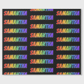 Rainbow Voornaam "SAMANTHA"; vun en kleurrijk Cadeaupapier (Vlak)