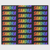Rainbow Voornaam "SANDRA"; vun & kleurrijk Cadeaupapier (Vlak)