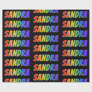 Rainbow Voornaam "SANDRA"; vun & kleurrijk Cadeaupapier