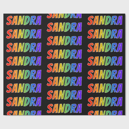 Rainbow Voornaam "SANDRA"; vun & kleurrijk Cadeaupapier (Vlak)