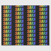 Rainbow Voornaam "SARA"; vun en kleurrijk Cadeaupapier (Vlak)