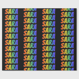 Rainbow Voornaam "SARA"; vun en kleurrijk Cadeaupapier