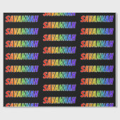 Rainbow Voornaam "SAVANNAH"; vun en kleurrijk Cadeaupapier (Vlak)