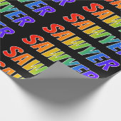 Rainbow Voornaam "SAWYER"; vun & kleurrijk Cadeaupapier (Hoek)