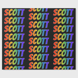 Rainbow Voornaam "SCOTT"; vun en kleurrijk Cadeaupapier