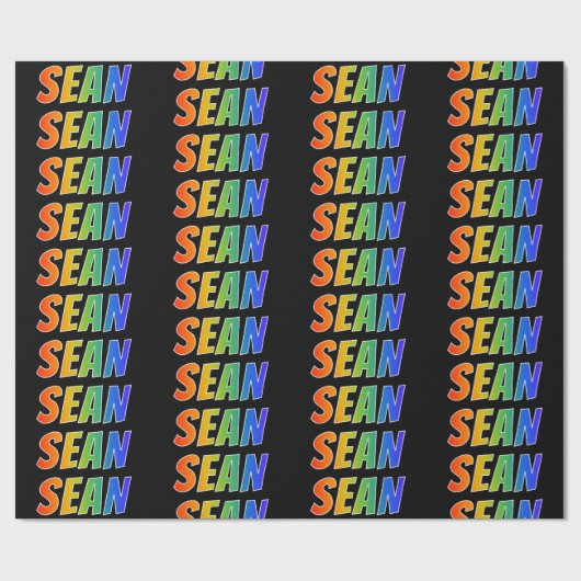 Rainbow Voornaam "SEAN"; vun & kleurrijk Cadeaupapier (Vlak)