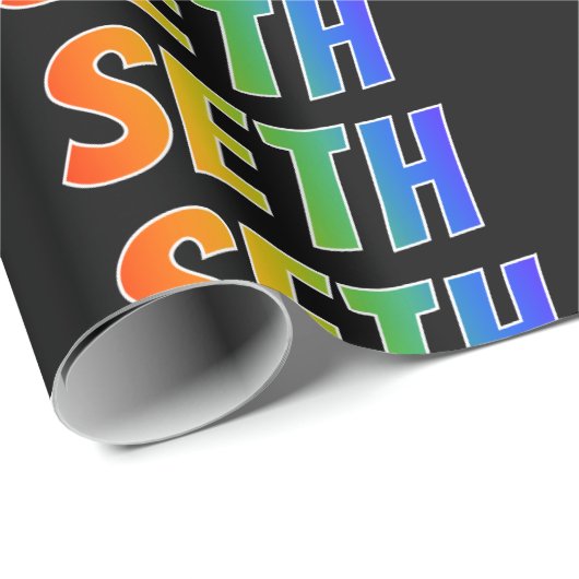 Rainbow Voornaam "SETH"; vun en kleurrijk Cadeaupapier (Rol Hoek)