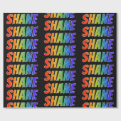 Rainbow Voornaam "SHANE"; vun en kleurrijk Cadeaupapier (Vlak)