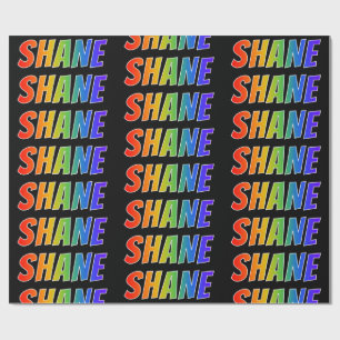 Rainbow Voornaam "SHANE"; vun en kleurrijk Cadeaupapier
