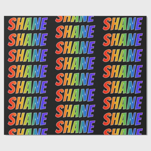 Rainbow Voornaam "SHANE"; vun en kleurrijk Cadeaupapier (Vlak)